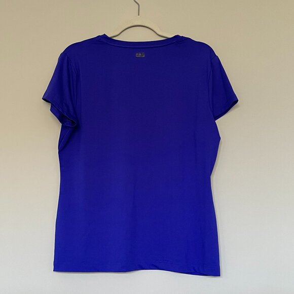Fila Sport Blue Short Sleeve V-Neck Athleisure Yoga Workout Wear T-shirt XL - Picture 3 of 4